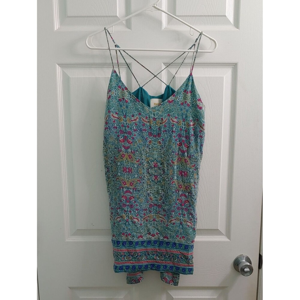 Maeve Anthropologie 100% Silk Shirt Women's 4 Blue Paisley Boho Tunic